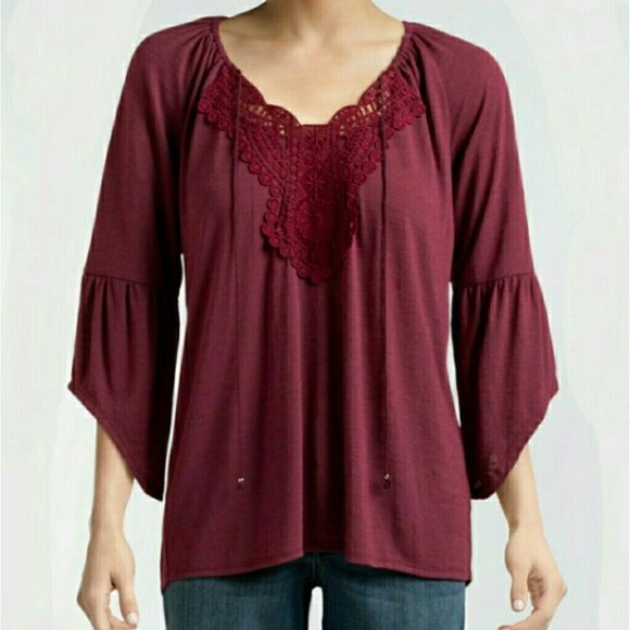 REBECCA MALONE CROCHET PHEASANT TOP - Picture 1 of 4